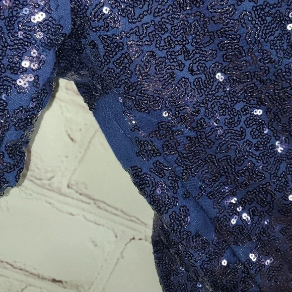 Tipsy Elves Blue Sequin High Waisted Leggings Women's Size L - Picture 9 of 14